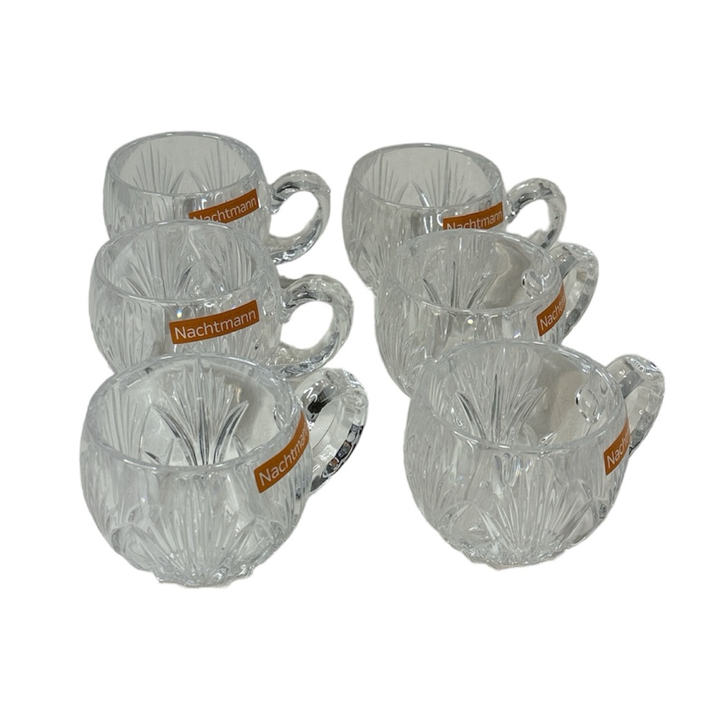 Palais 6 Piece Embossed Glassware with Handle Glass Cup/Mug Set - Clear